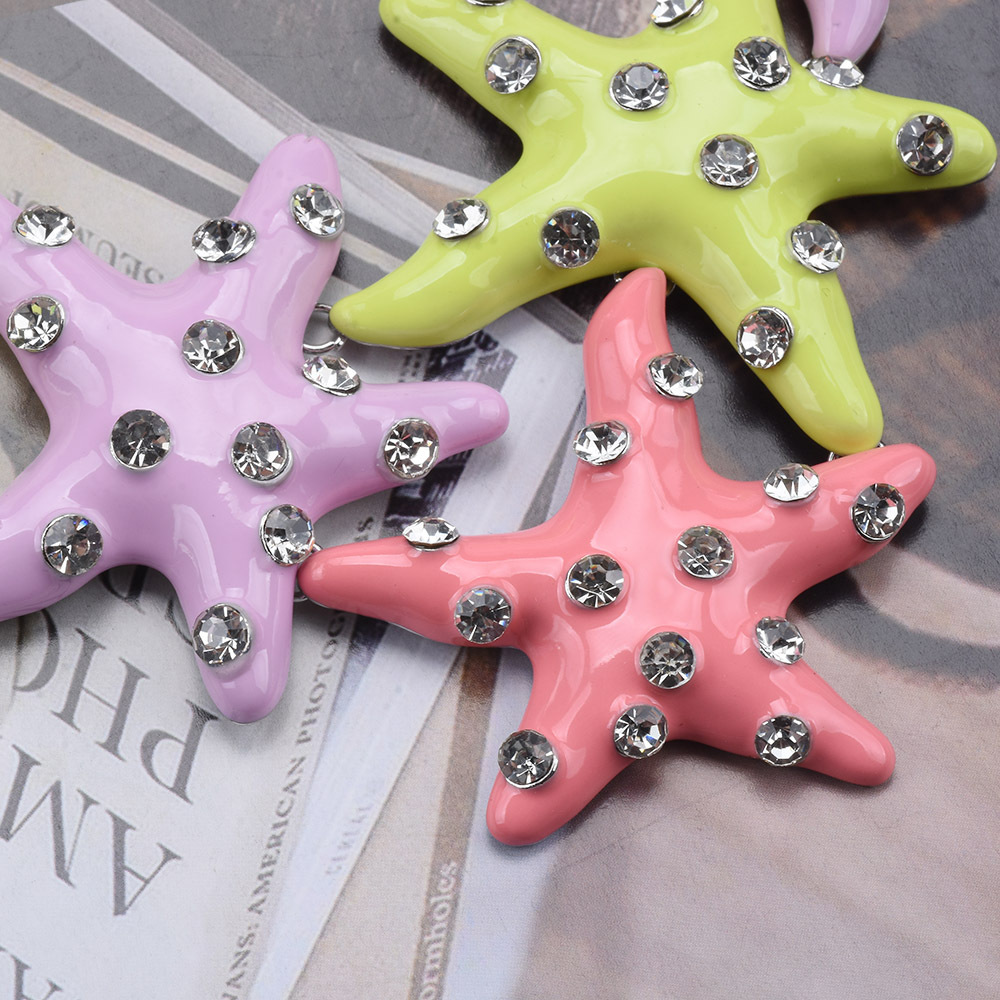 Exaggerated Starfish Alloy Enamel Plating Inlay Artificial Diamond Women's Pendant Necklace display picture 5