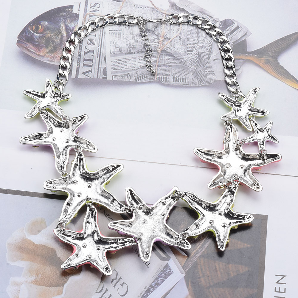 Exaggerated Starfish Alloy Enamel Plating Inlay Artificial Diamond Women's Pendant Necklace display picture 6
