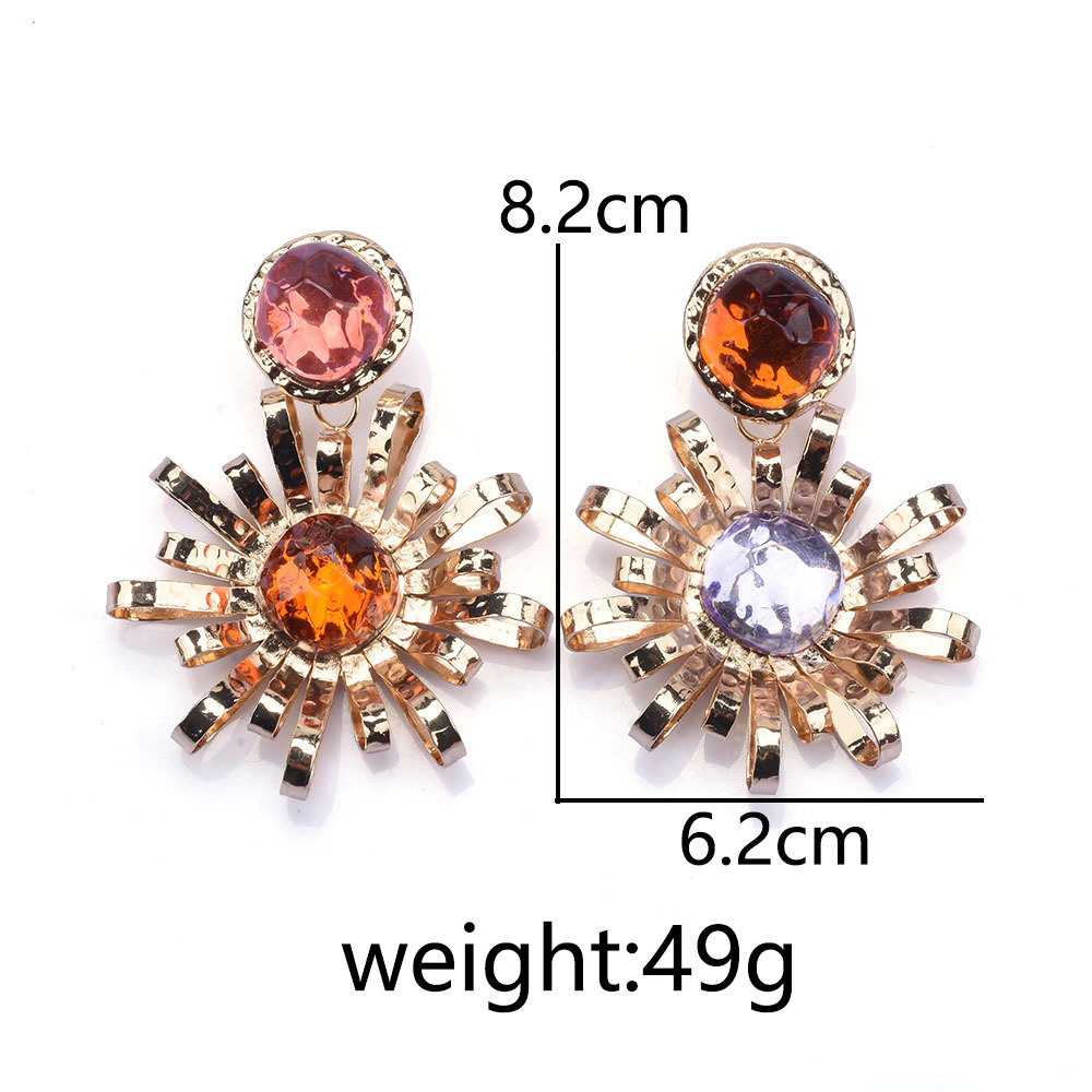 Wholesale Jewelry Streetwear Flower Metal Artificial Diamond Plating Inlay Drop Earrings display picture 1