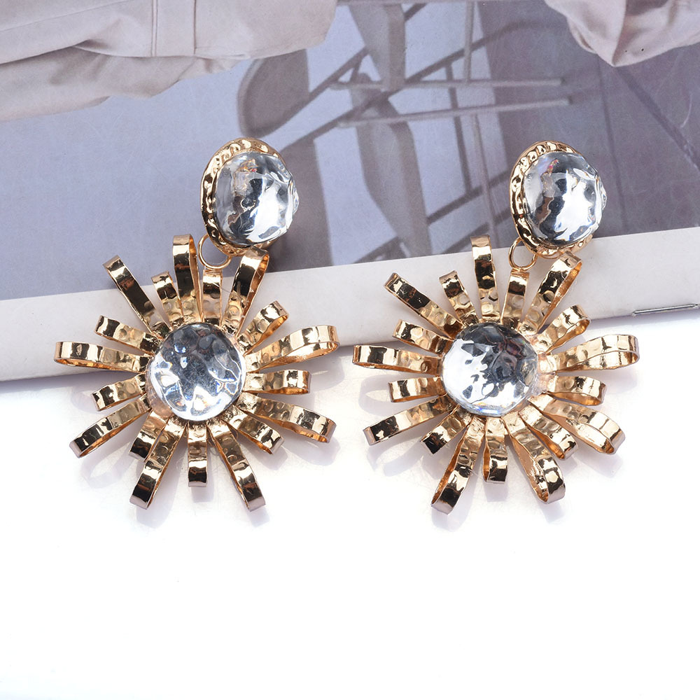 Bijoux En Gros Vêtement De Rue Fleur Métal Diamant Artificiel Placage Incruster Boucles D'oreilles display picture 8