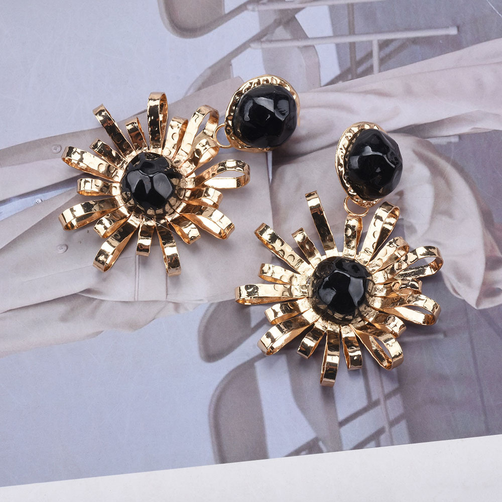 Wholesale Jewelry Streetwear Flower Metal Artificial Diamond Plating Inlay Drop Earrings display picture 11