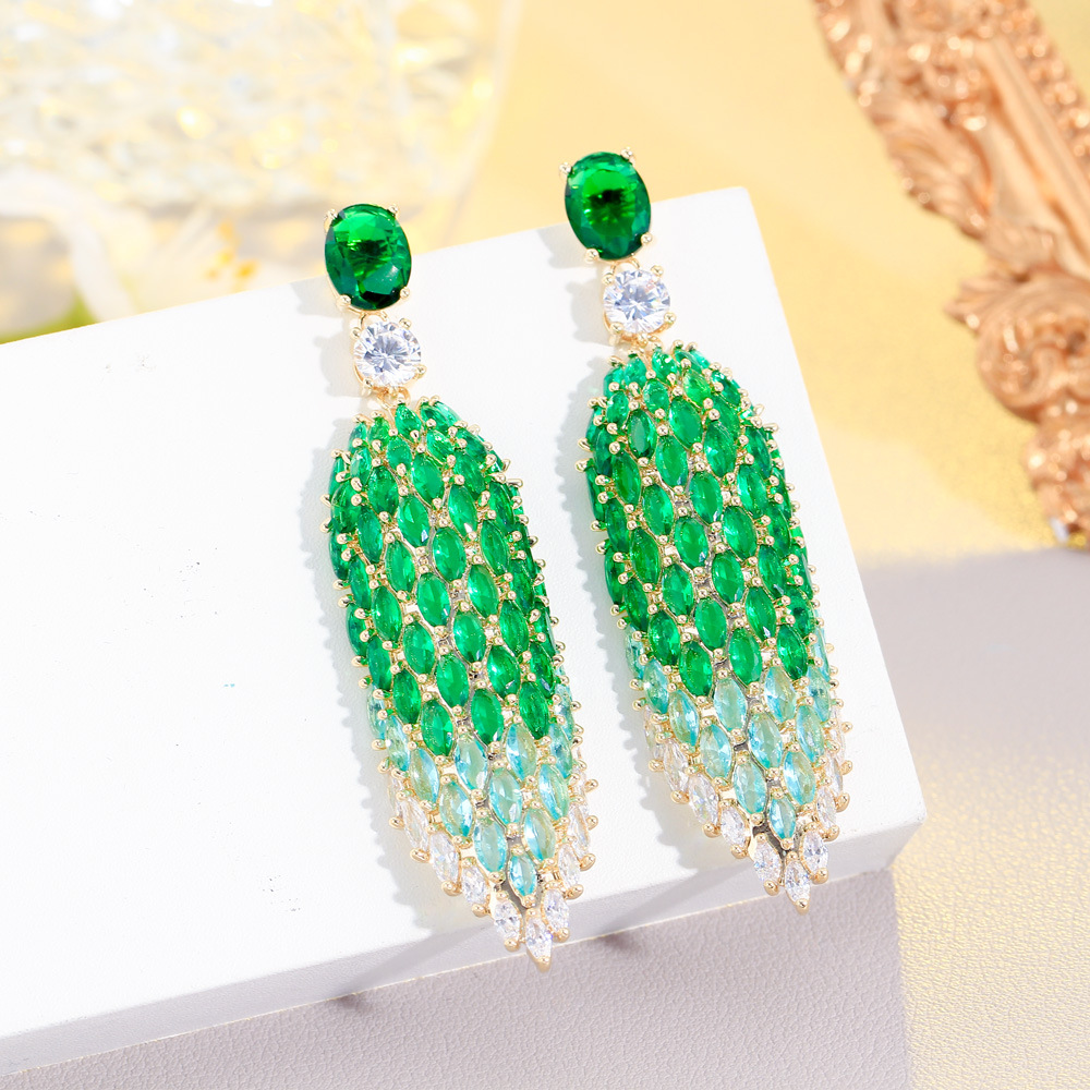 1 Pair Shiny Water Droplets Plating Inlay Copper Zircon Drop Earrings display picture 2