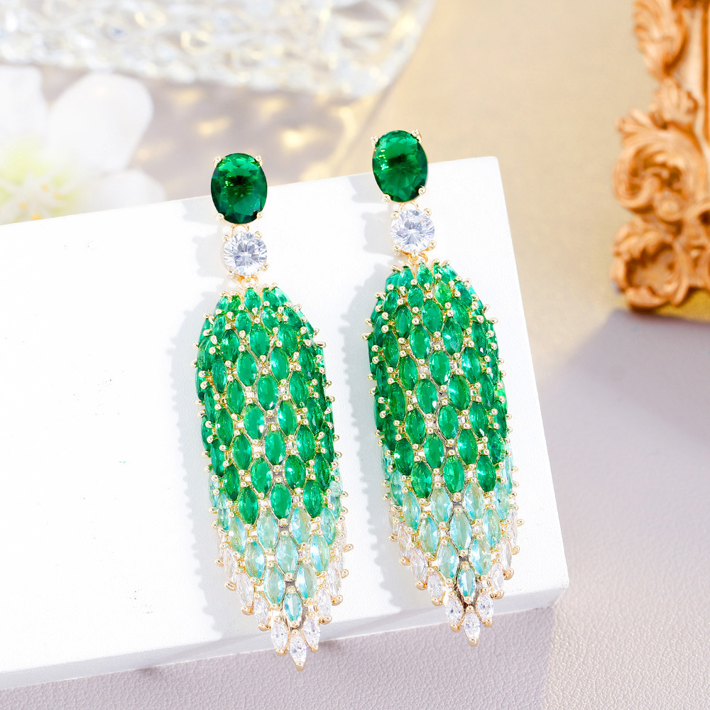 1 Pair Shiny Water Droplets Plating Inlay Copper Zircon Drop Earrings display picture 4