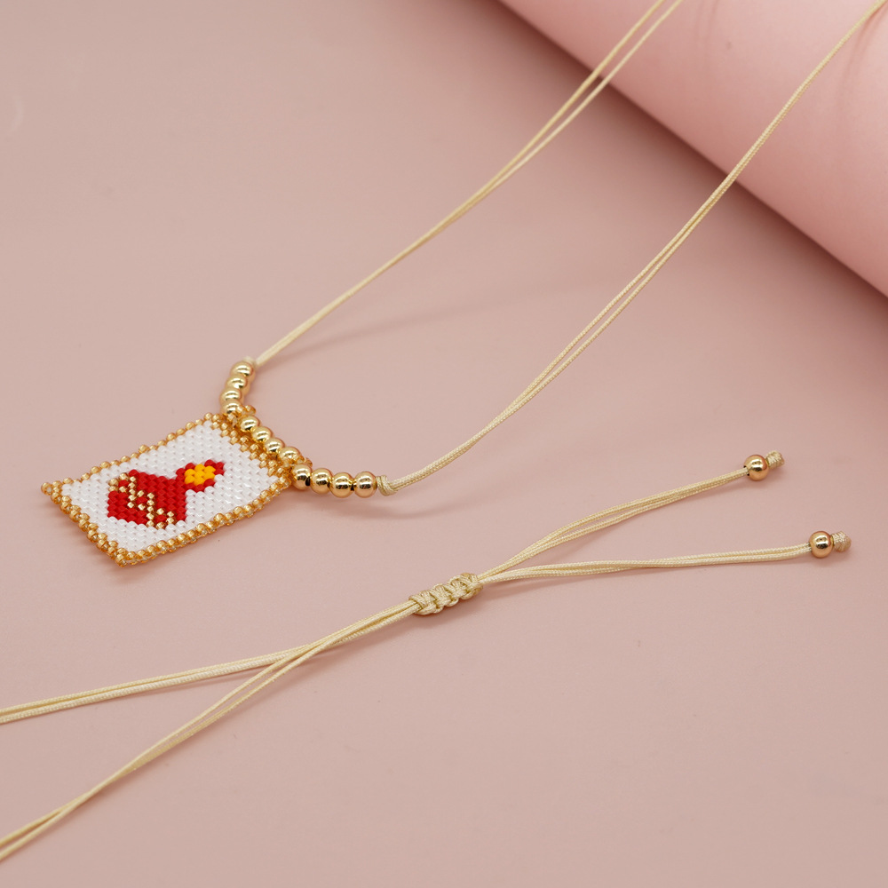 Bohemian Peach Heart Shape Crown Organic Glass Unisex Necklace Pendant display picture 6