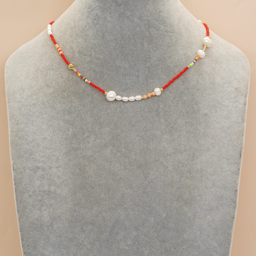 Bohemian Color Block Color Bead Mother Pearl Shellfish Women's Necklace display picture 3