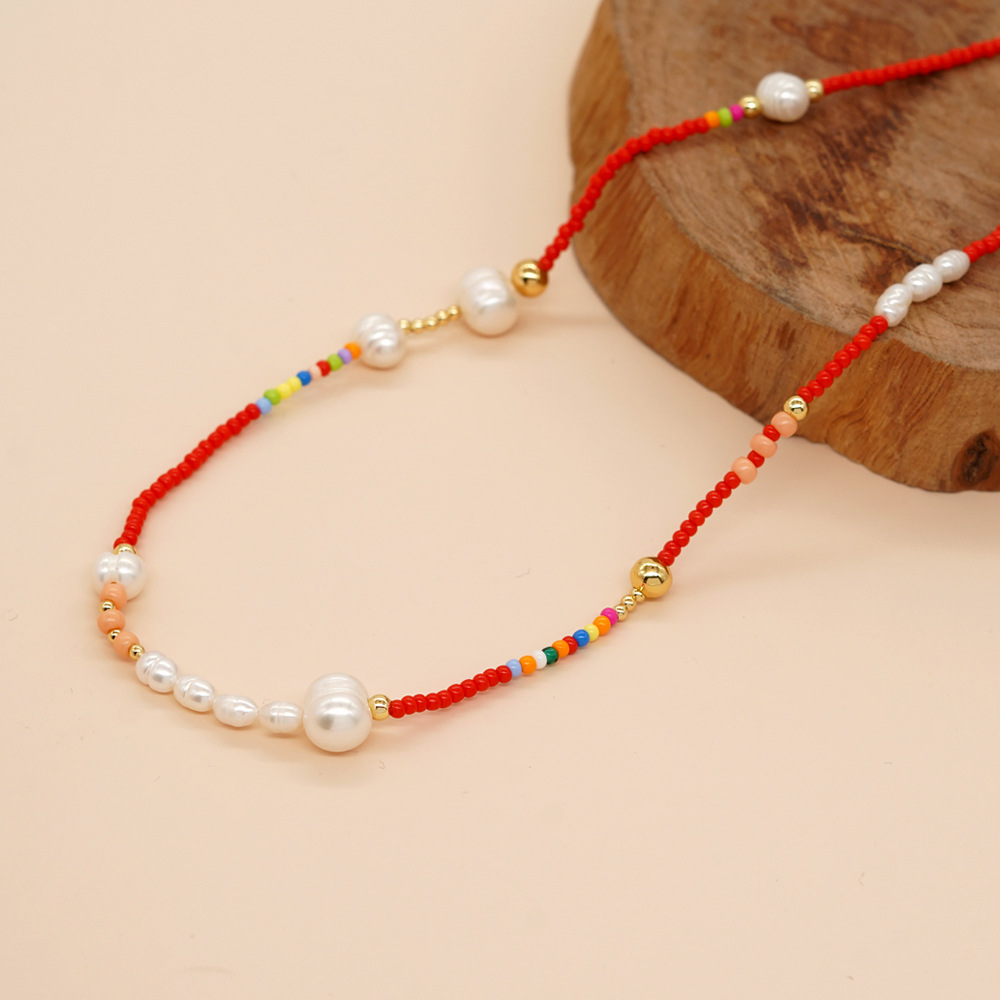 Bohemian Color Block Color Bead Mother Pearl Shellfish Women's Necklace display picture 5