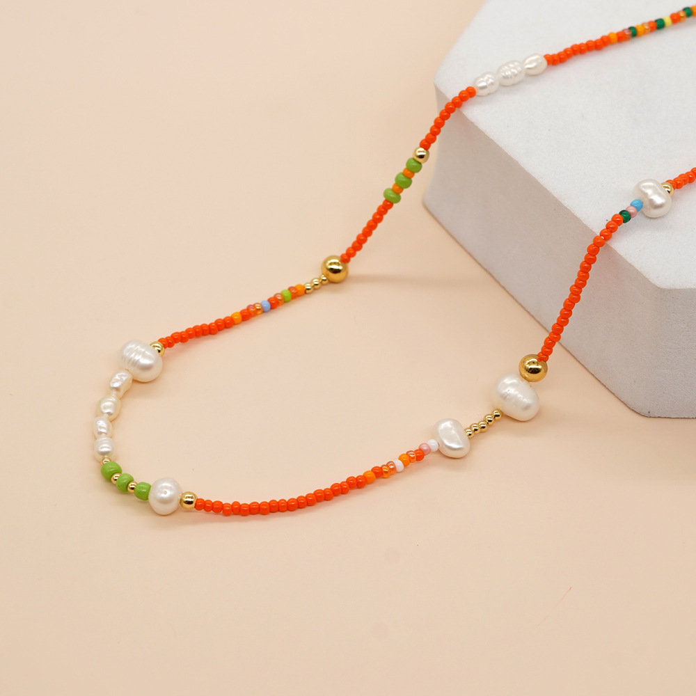 Bohemian Color Block Color Bead Mother Pearl Shellfish Women's Necklace display picture 6