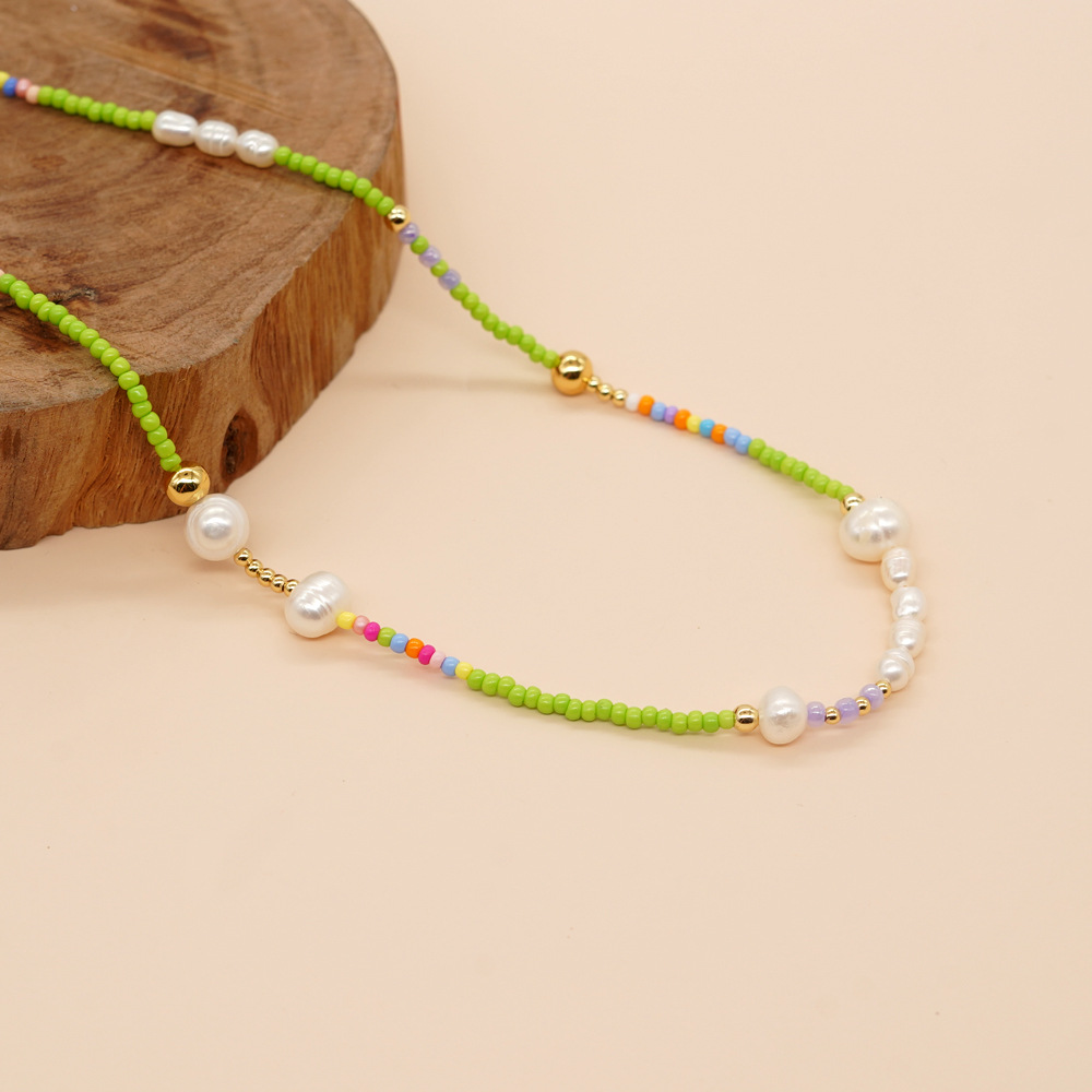 Bohemian Color Block Color Bead Mother Pearl Shellfish Women's Necklace display picture 8