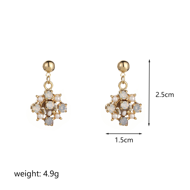 1 Pair Ig Style Shiny Flower Plating Inlay Copper Artificial Pearls Opal Zircon 18k Gold Plated Drop Earrings display picture 1