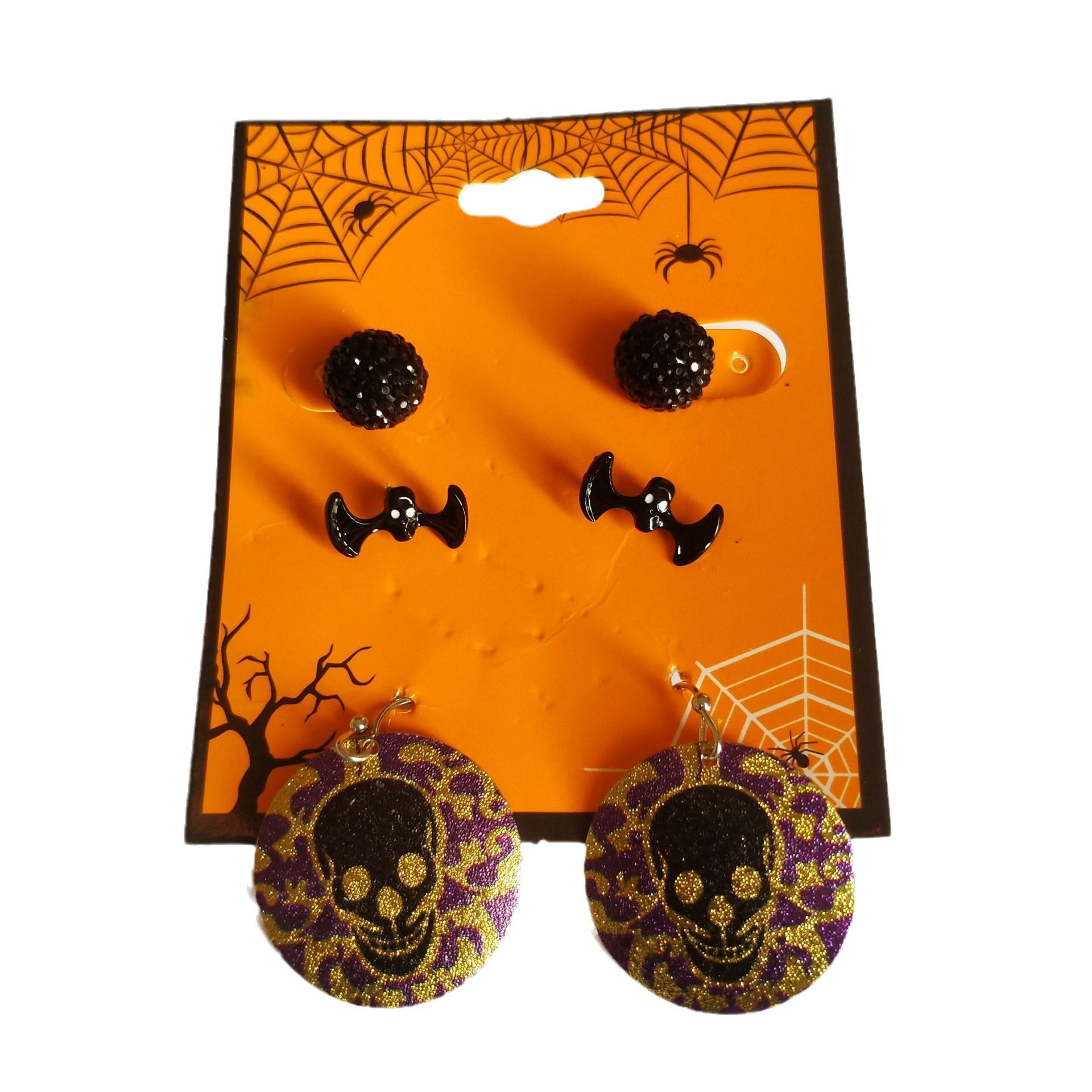 1 Set Vintage Style Funny Halloween Pattern Spider Web Alloy Dangling Earrings display picture 7