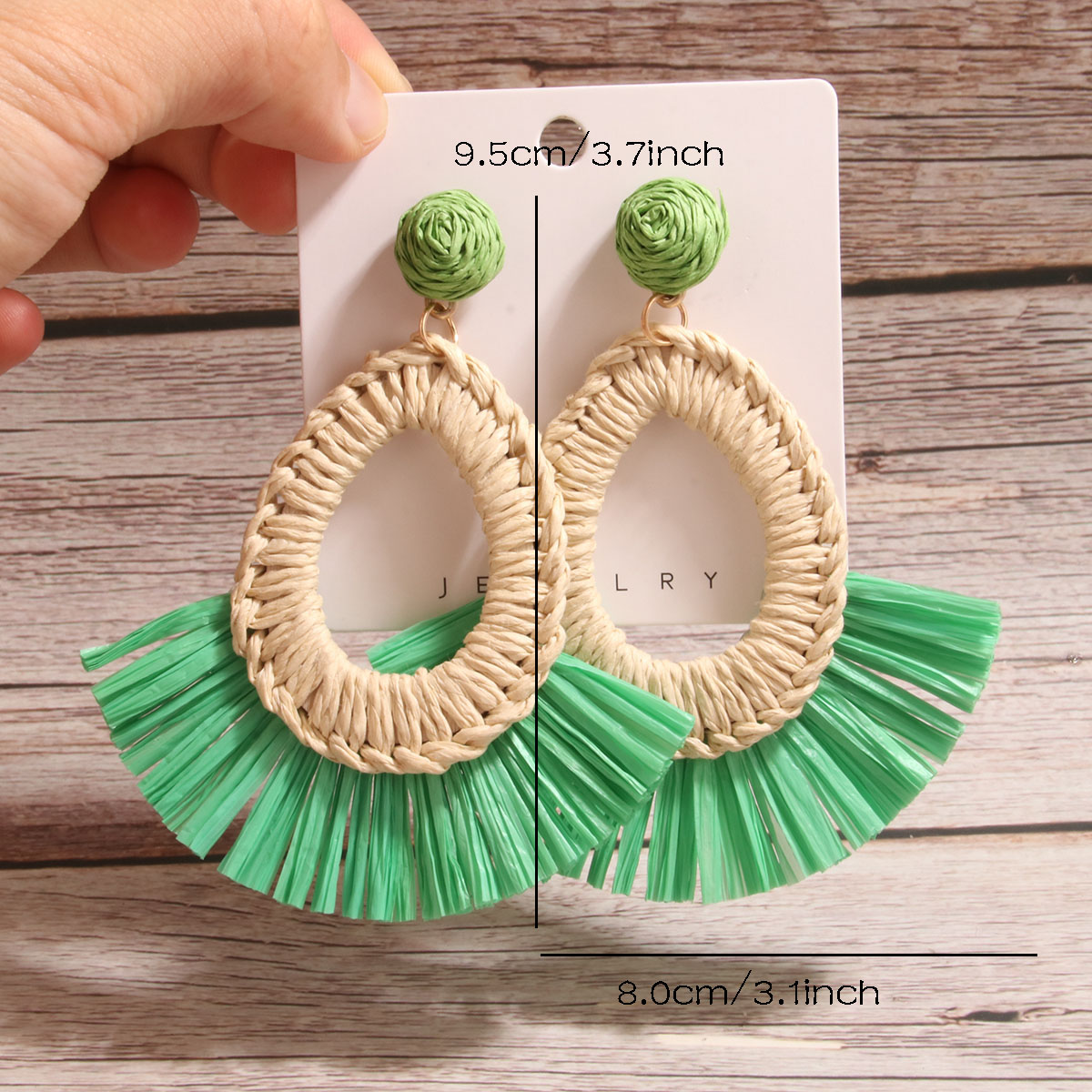 1 Pair Simple Style Artistic Water Droplets Braid Hollow Out Raffia Drop Earrings display picture 9