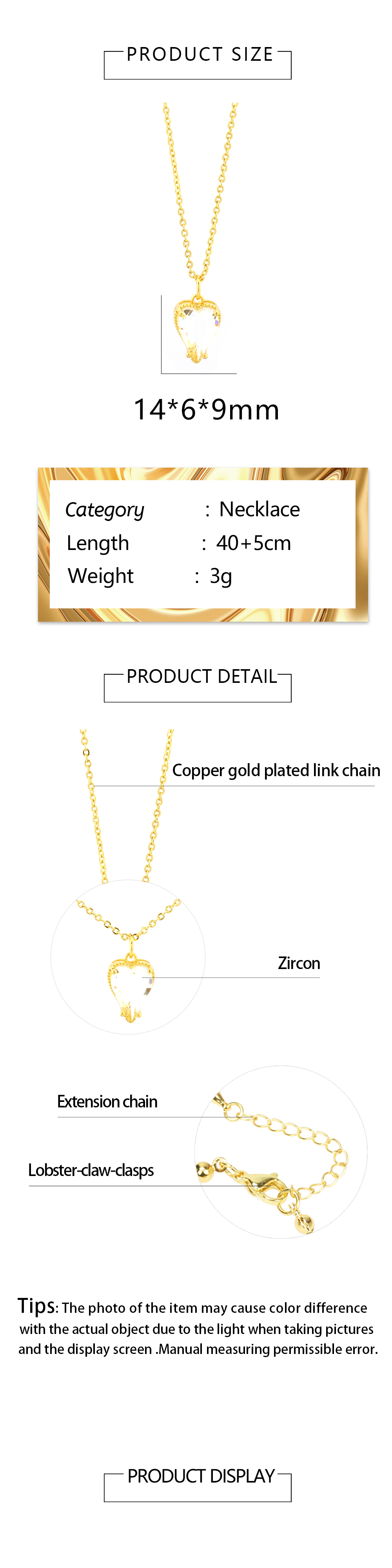 Elegant Sweet Heart Shape Copper Plating Inlay Zircon 18k Gold Plated Pendant Necklace display picture 1