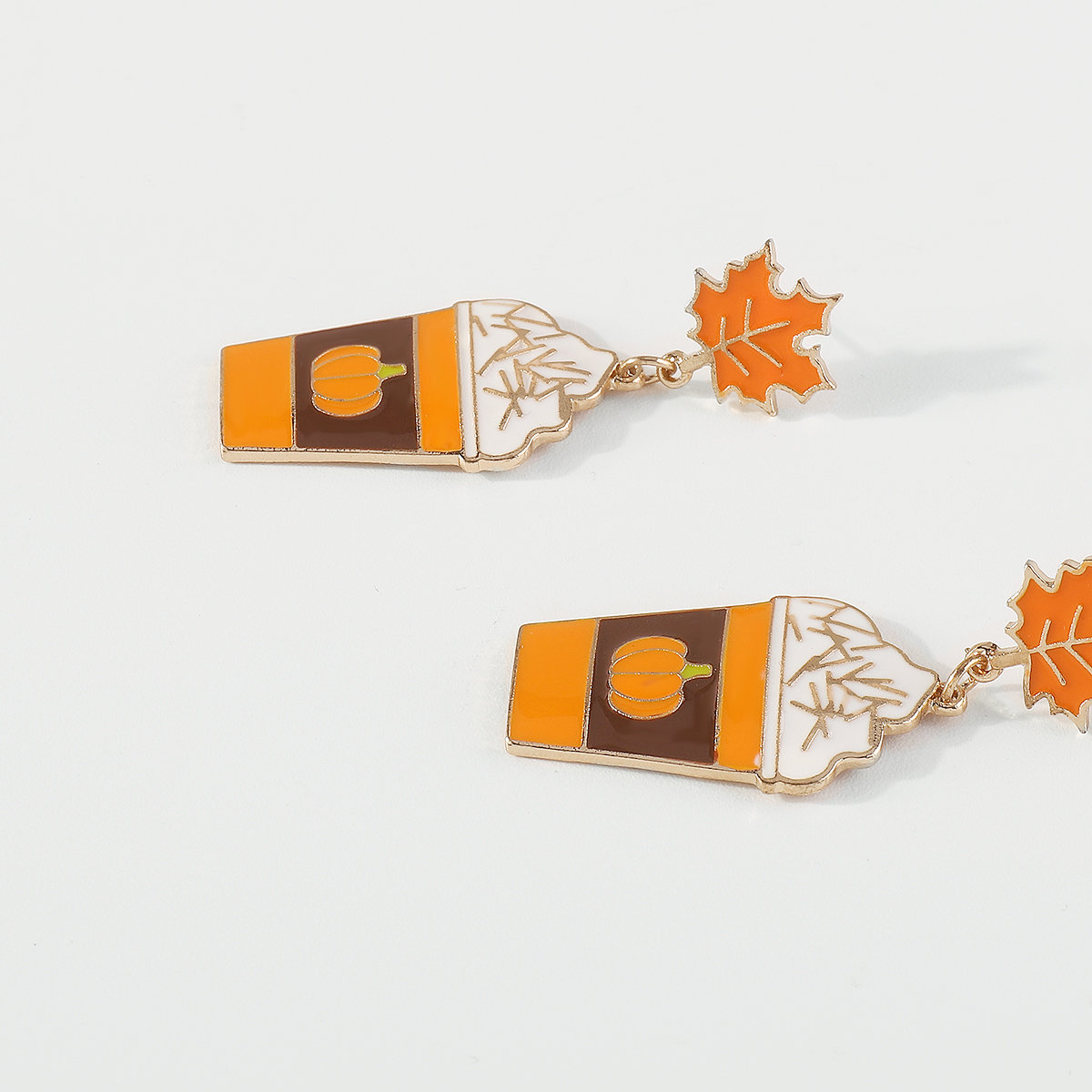 Wholesale Jewelry Gothic Exaggerated Cool Style Pumpkin Cup Maple Leaf Alloy Enamel Drop Earrings display picture 6