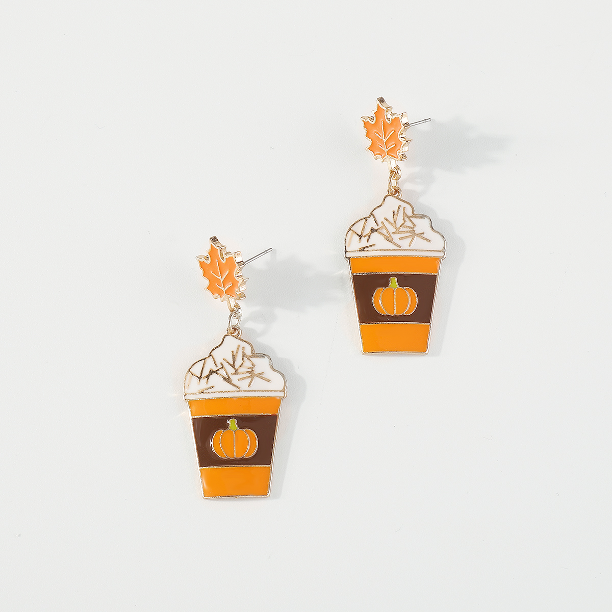 Wholesale Jewelry Gothic Exaggerated Cool Style Pumpkin Cup Maple Leaf Alloy Enamel Drop Earrings display picture 7