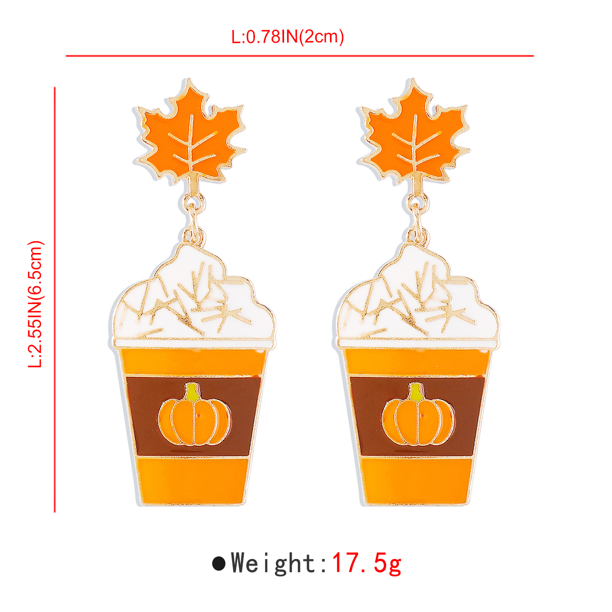 Wholesale Jewelry Gothic Exaggerated Cool Style Pumpkin Cup Maple Leaf Alloy Enamel Drop Earrings display picture 8