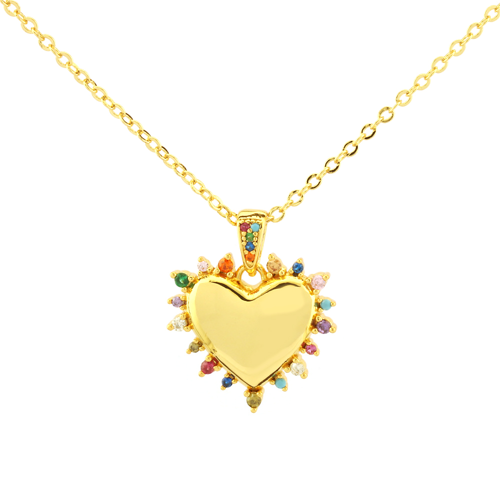 Vintage Style Simple Style Heart Shape Copper 18k Gold Plated Zircon Pendant Necklace In Bulk display picture 7