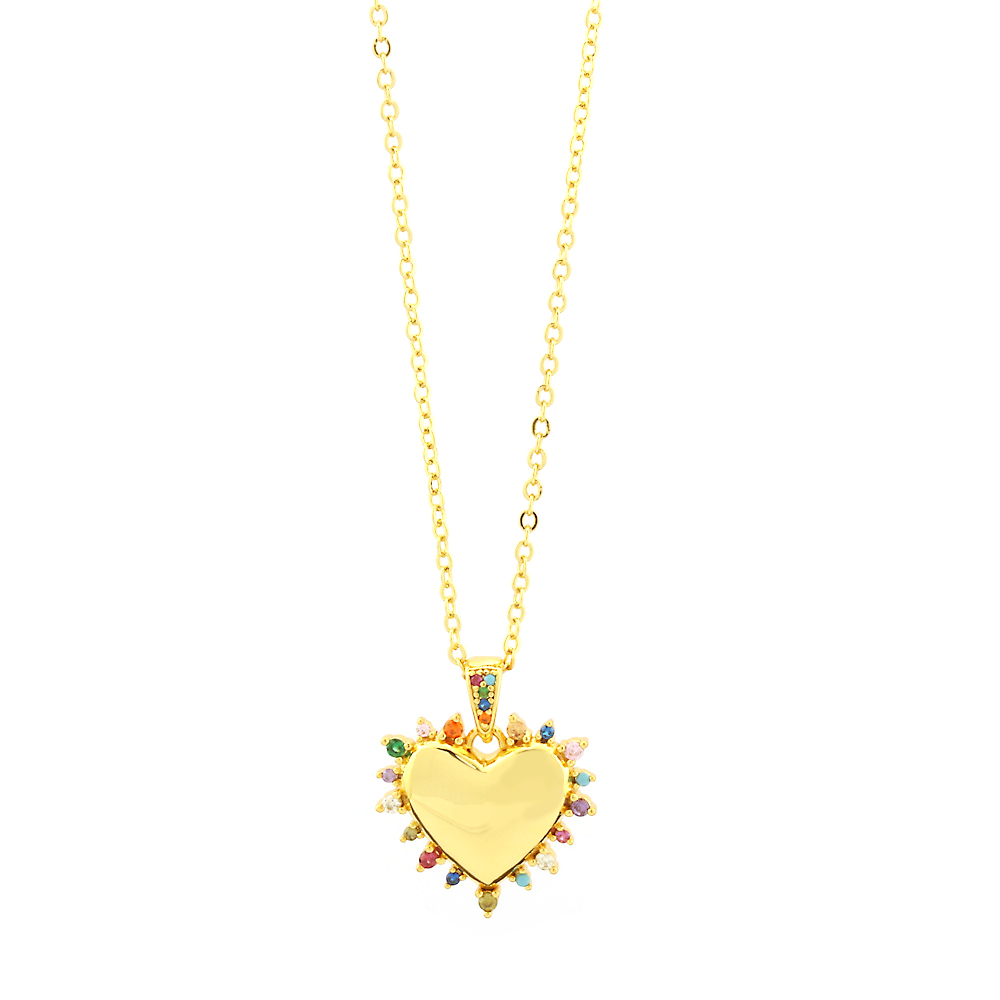Vintage Style Simple Style Heart Shape Copper 18k Gold Plated Zircon Pendant Necklace In Bulk display picture 8