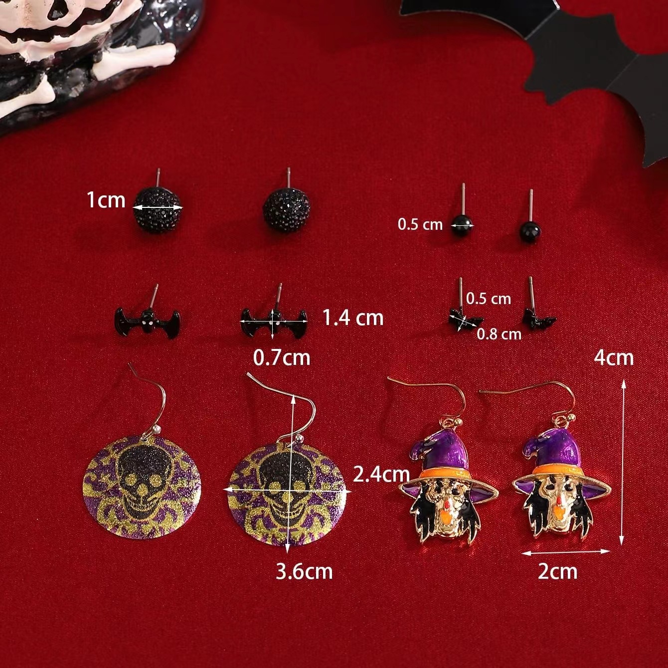 1 Set Vintage Style Funny Halloween Pattern Spider Web Alloy Dangling Earrings display picture 1