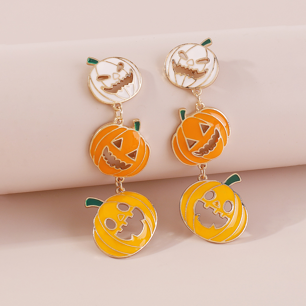 Wholesale Jewelry Gothic Cool Style Pumpkin Alloy Enamel Drop Earrings display picture 7