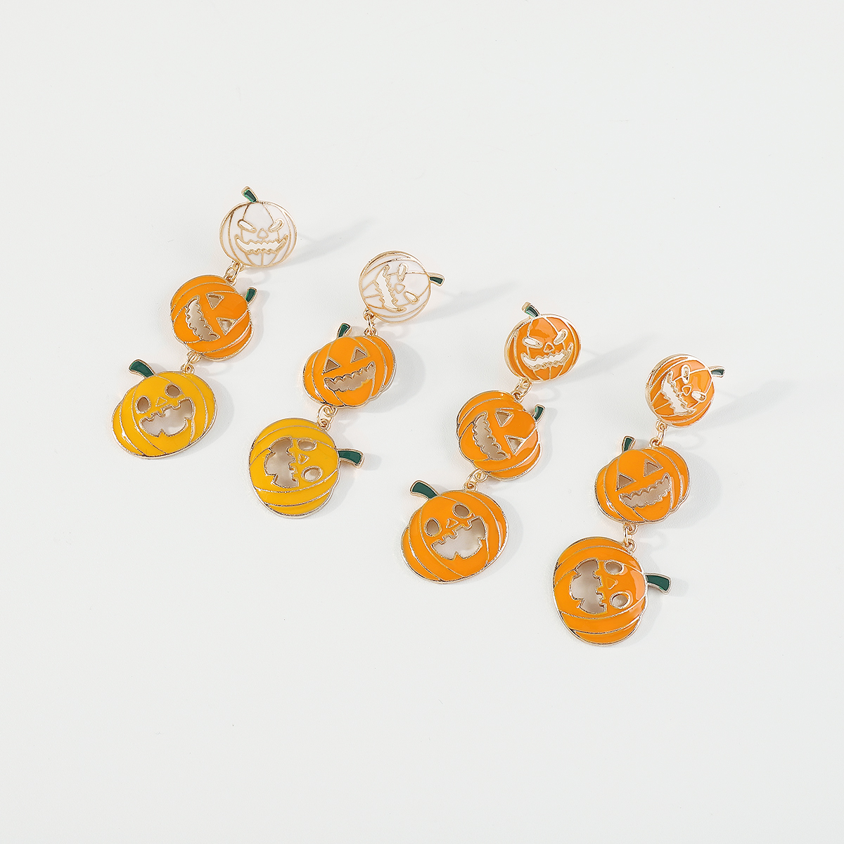 Wholesale Jewelry Gothic Cool Style Pumpkin Alloy Enamel Drop Earrings display picture 4
