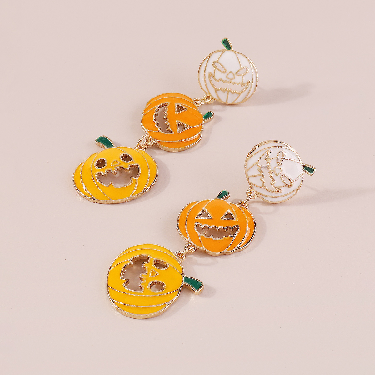 Wholesale Jewelry Gothic Cool Style Pumpkin Alloy Enamel Drop Earrings display picture 9