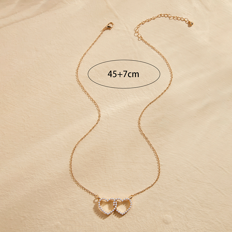 Sweet Simple Style Heart Shape Alloy Plating Inlay Artificial Pearls 14k Gold Plated Women's Necklace display picture 2