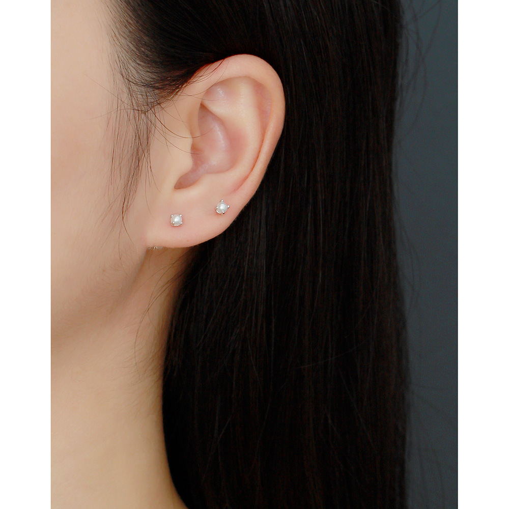 1 Paire Style Simple Géométrique Couleur Unie Placage Incruster Argent Sterling Perles Artificielles Boucles D'oreilles display picture 3