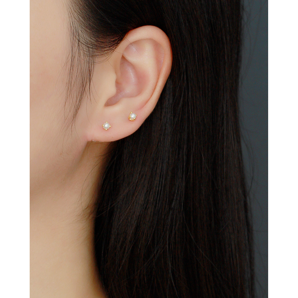 1 Paire Style Simple Géométrique Couleur Unie Placage Incruster Argent Sterling Perles Artificielles Boucles D'oreilles display picture 4