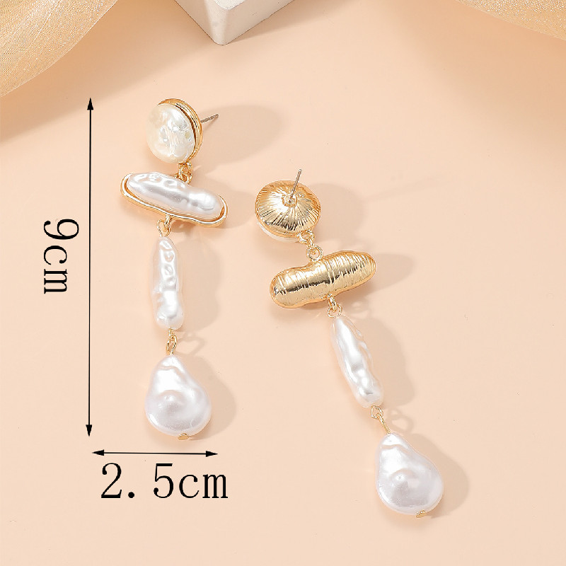 Wholesale Jewelry Vintage Style Simple Style Irregular Alloy Baroque Pearls Artificial Pearls Rhinestones Asymmetrical Inlay Drop Earrings display picture 2