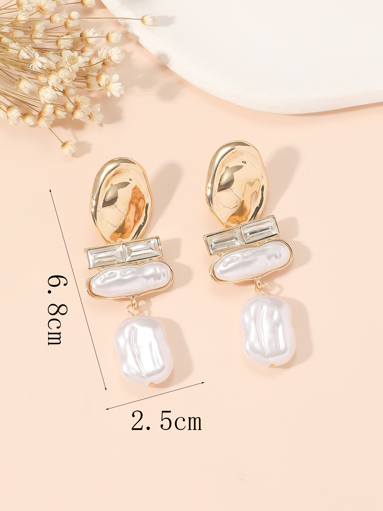 Wholesale Jewelry Vintage Style Simple Style Irregular Alloy Baroque Pearls Artificial Pearls Rhinestones Asymmetrical Inlay Drop Earrings display picture 6