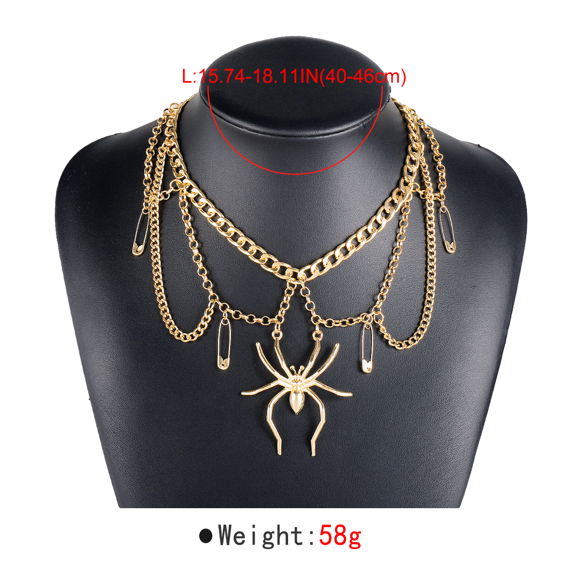 Wholesale Jewelry Gothic Vintage Style Exaggerated Spider Alloy Iron Chain Necklace display picture 10