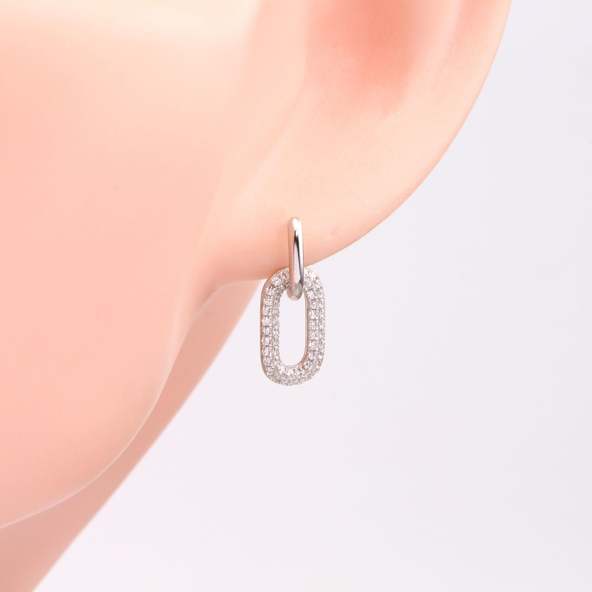 1 Pair Simple Style Geometric Solid Color Inlay Sterling Silver Zircon Drop Earrings display picture 7