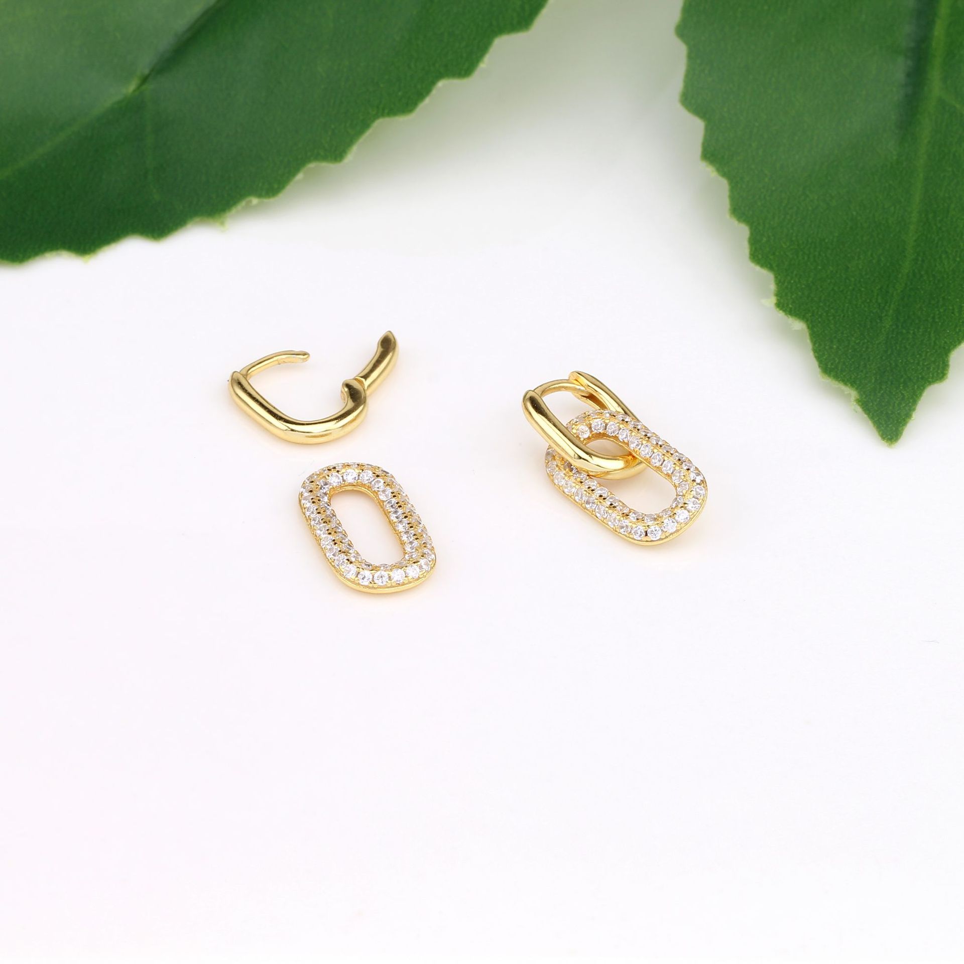 1 Pair Simple Style Geometric Solid Color Inlay Sterling Silver Zircon Drop Earrings display picture 10