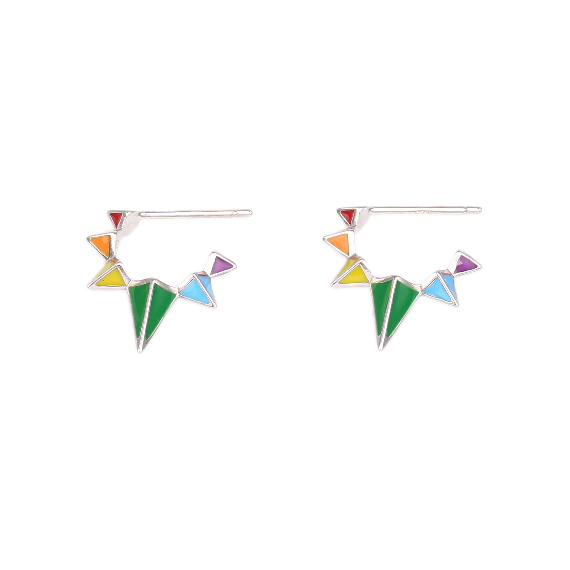 1 Pair Classic Style Geometric Asymmetrical Sterling Silver Ear Studs display picture 3