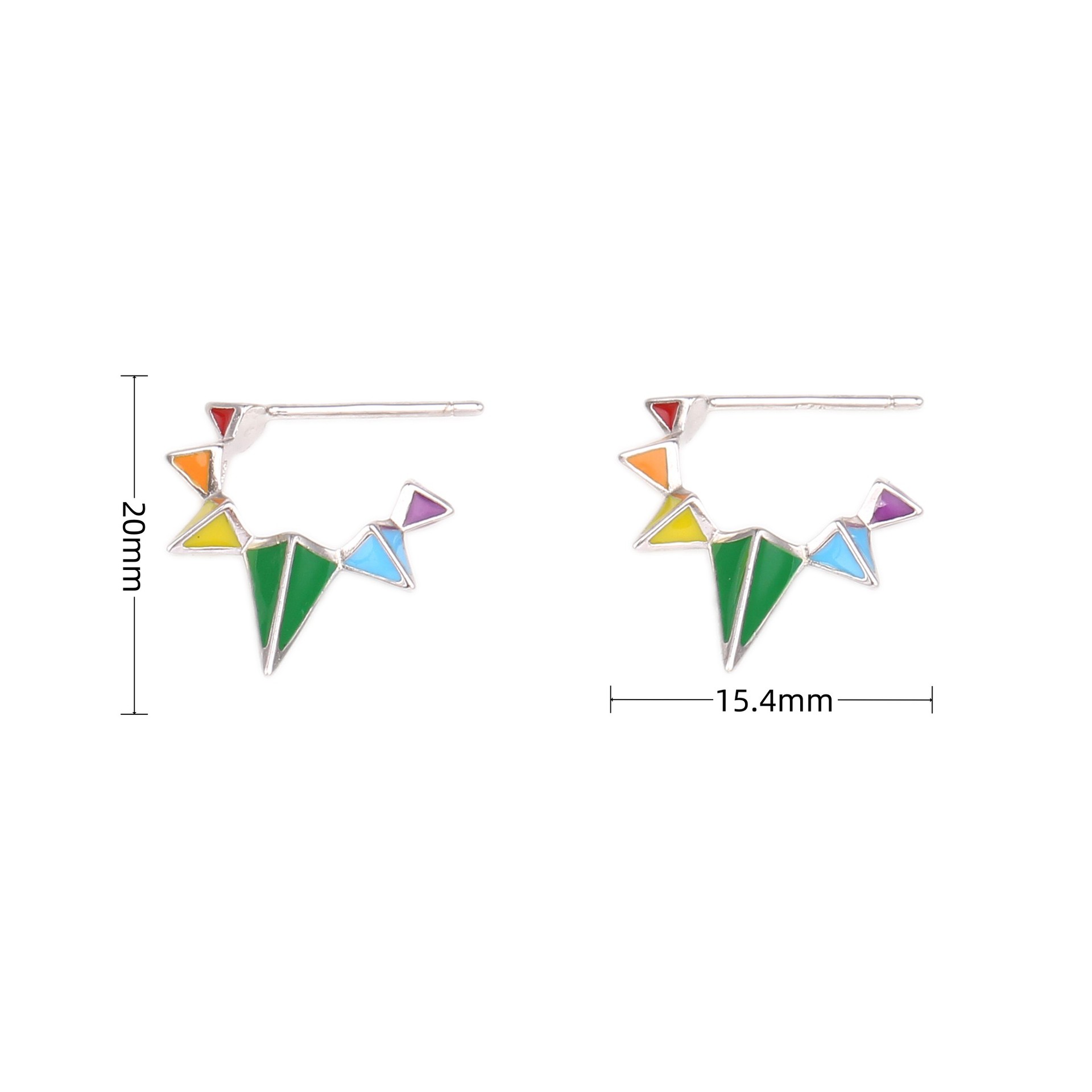 1 Pair Classic Style Geometric Asymmetrical Sterling Silver Ear Studs display picture 4
