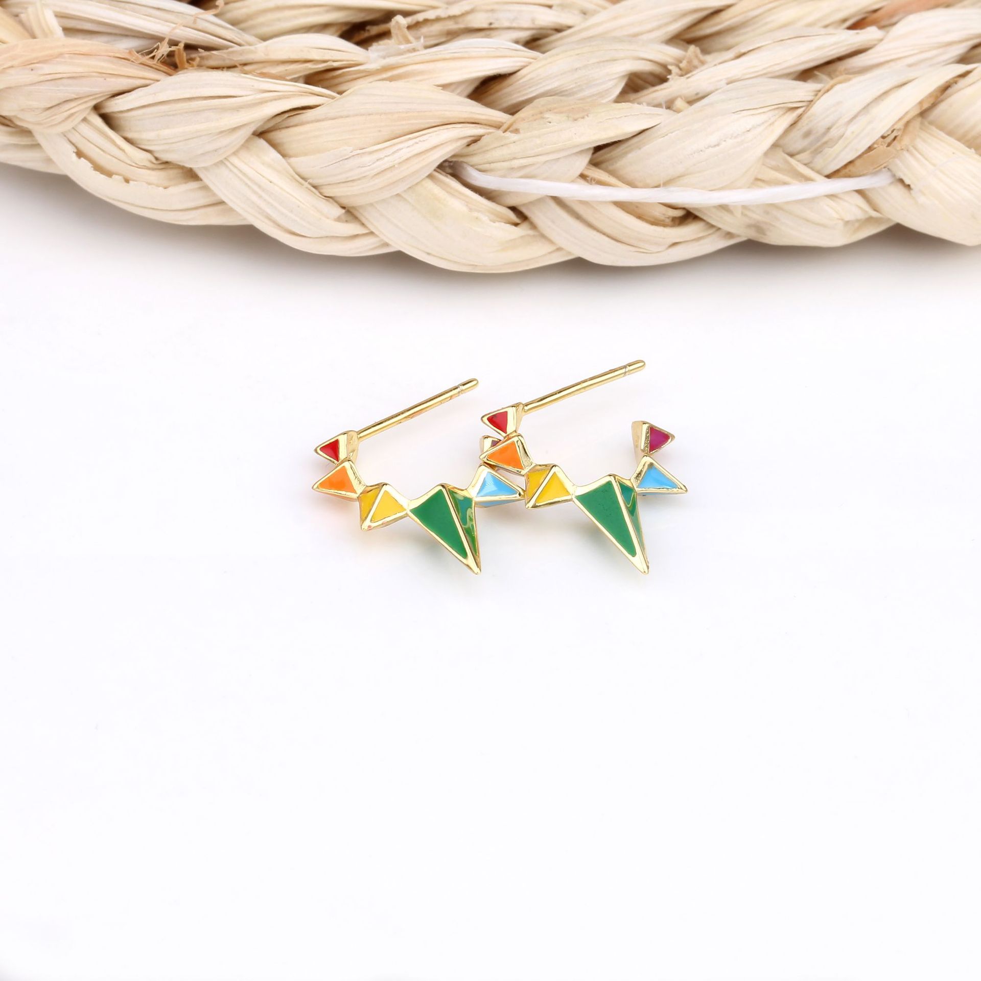 1 Pair Classic Style Geometric Asymmetrical Sterling Silver Ear Studs display picture 7