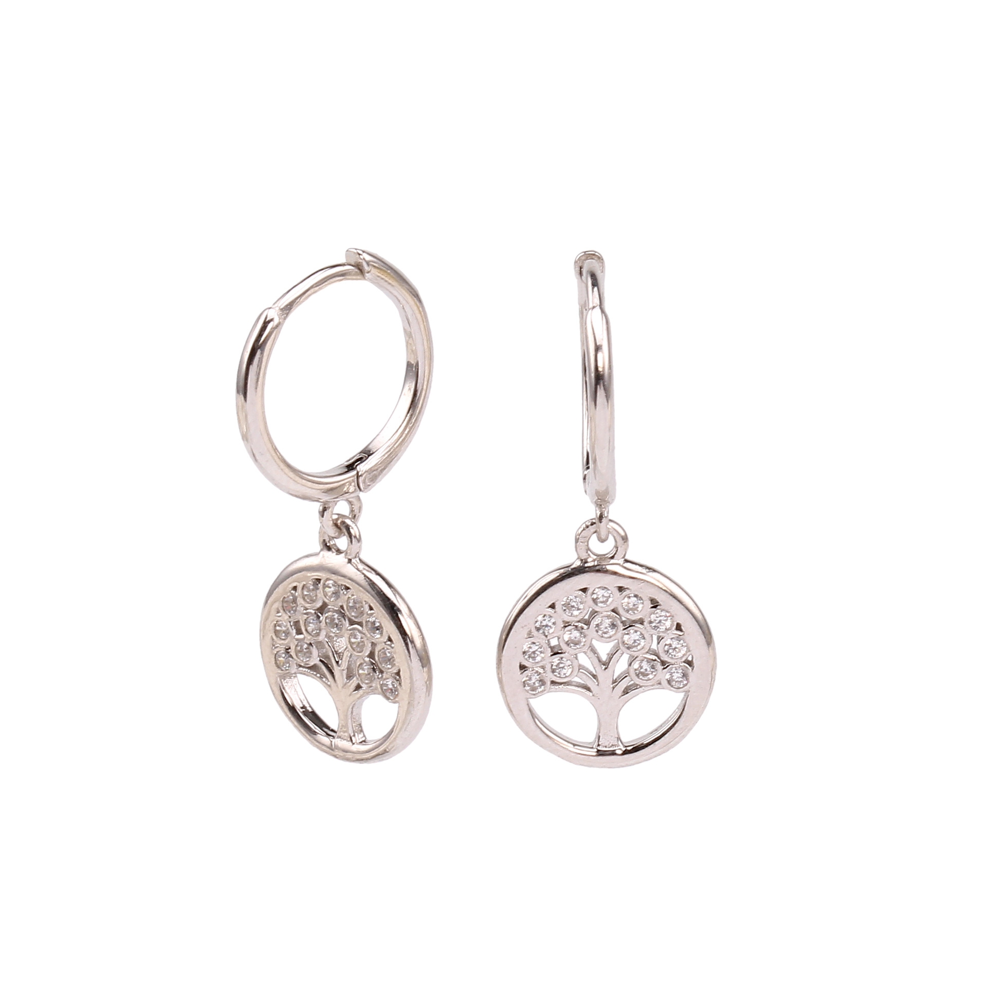 1 Pair Basic Classic Style Geometric Tree Inlay Sterling Silver Zircon Drop Earrings display picture 1