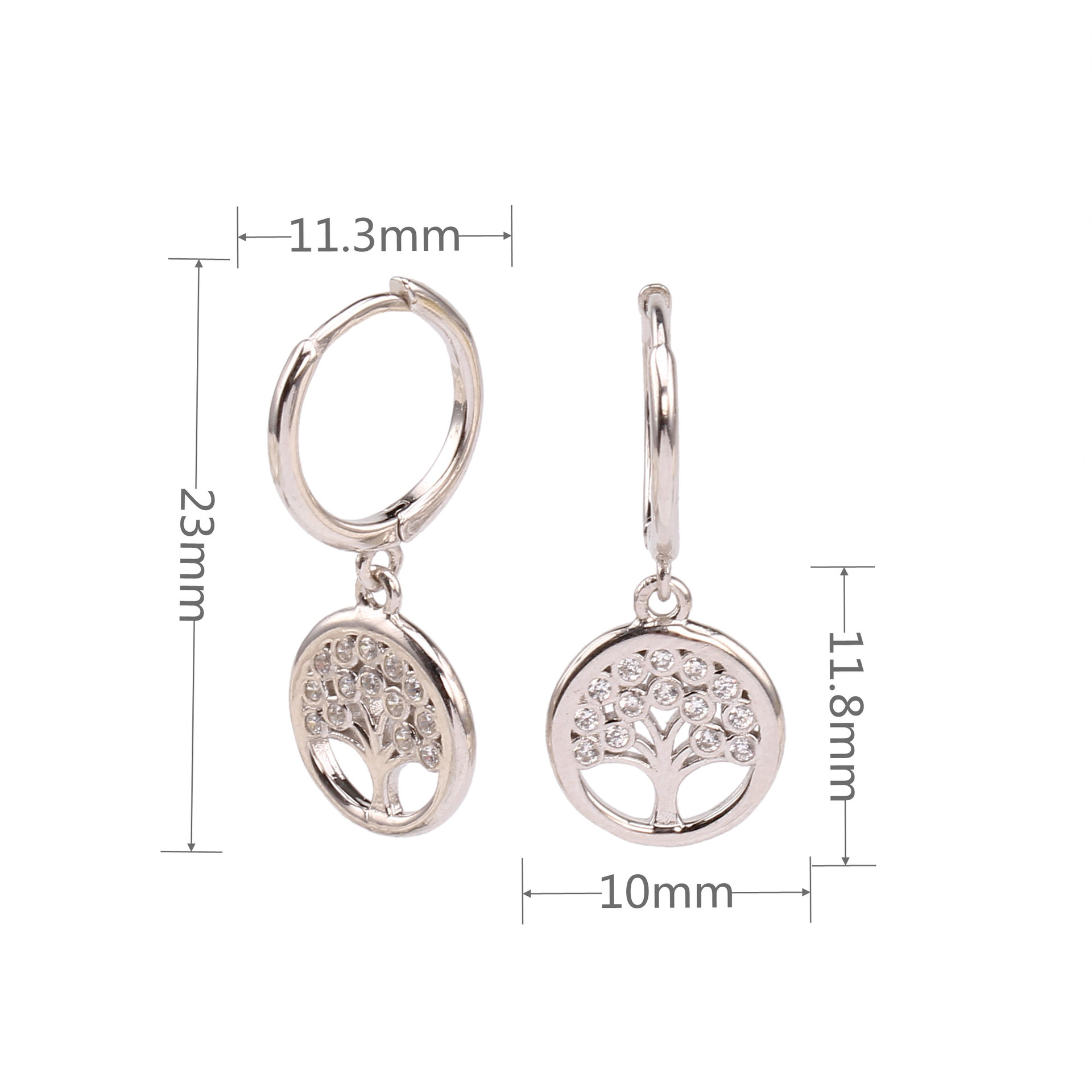 1 Pair Basic Classic Style Geometric Tree Inlay Sterling Silver Zircon Drop Earrings display picture 2