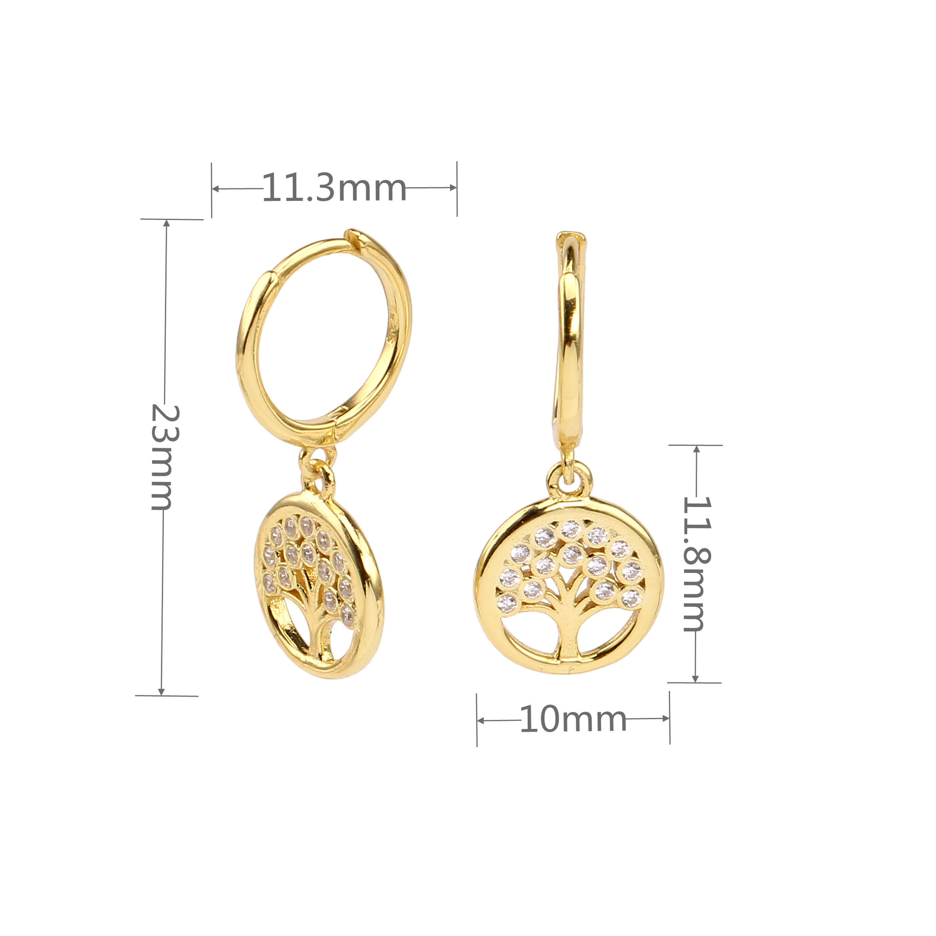 1 Pair Basic Classic Style Geometric Tree Inlay Sterling Silver Zircon Drop Earrings display picture 4