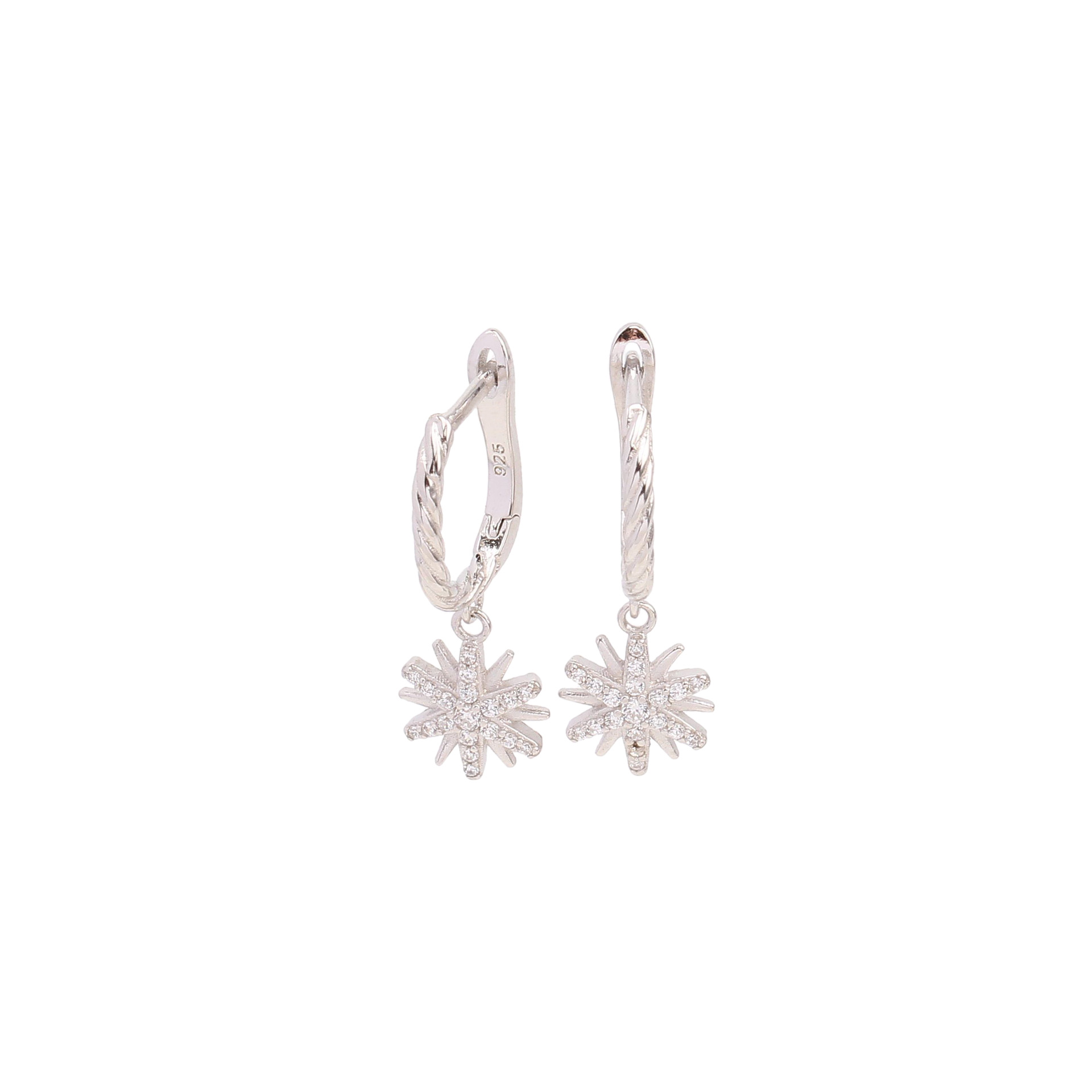 1 Pair Vintage Style Solid Color Snowflake Inlay Sterling Silver Zircon White Gold Plated Gold Plated Drop Earrings display picture 3