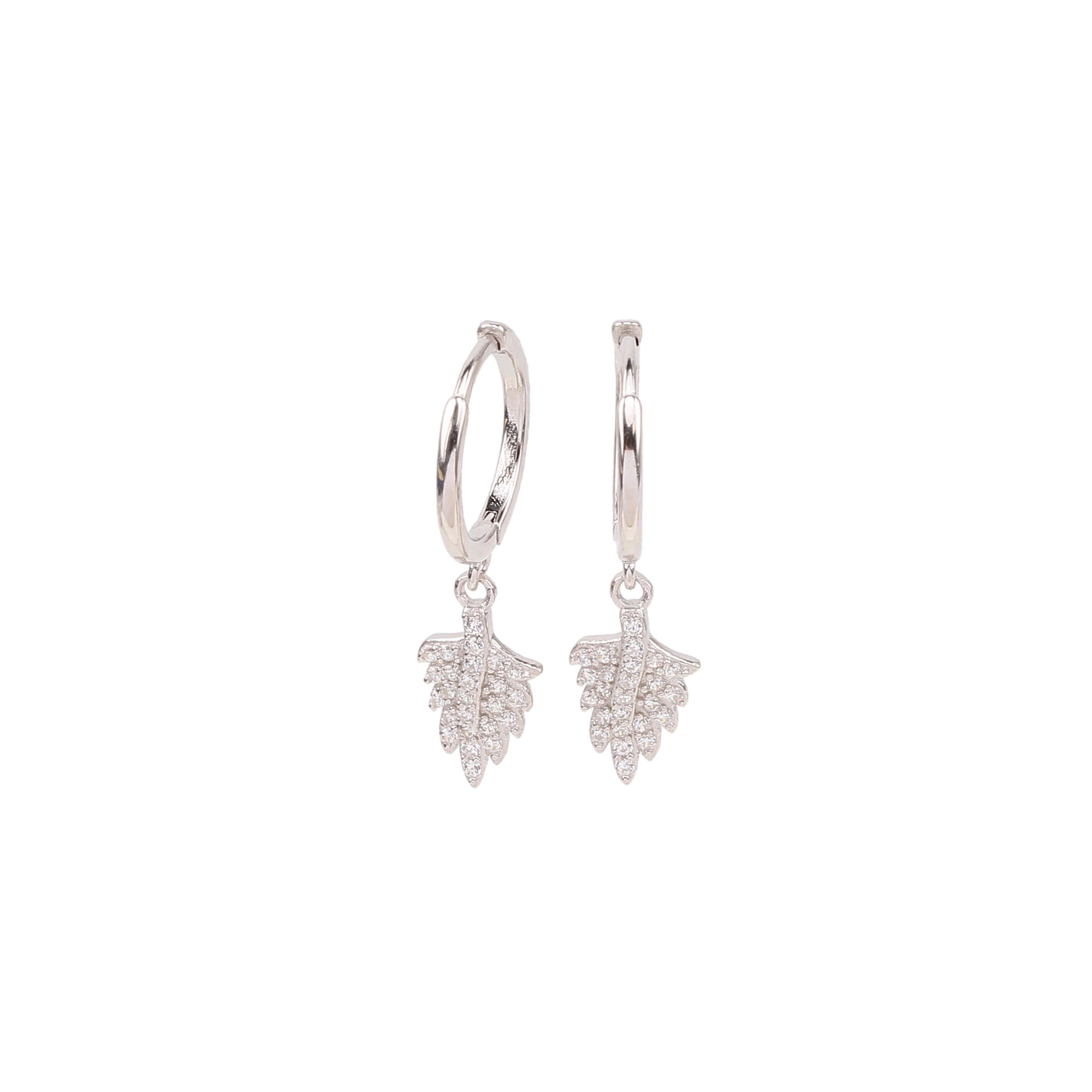 1 Pair Vintage Style Simple Style Leaf Solid Color Inlay Sterling Silver Zircon Drop Earrings display picture 3