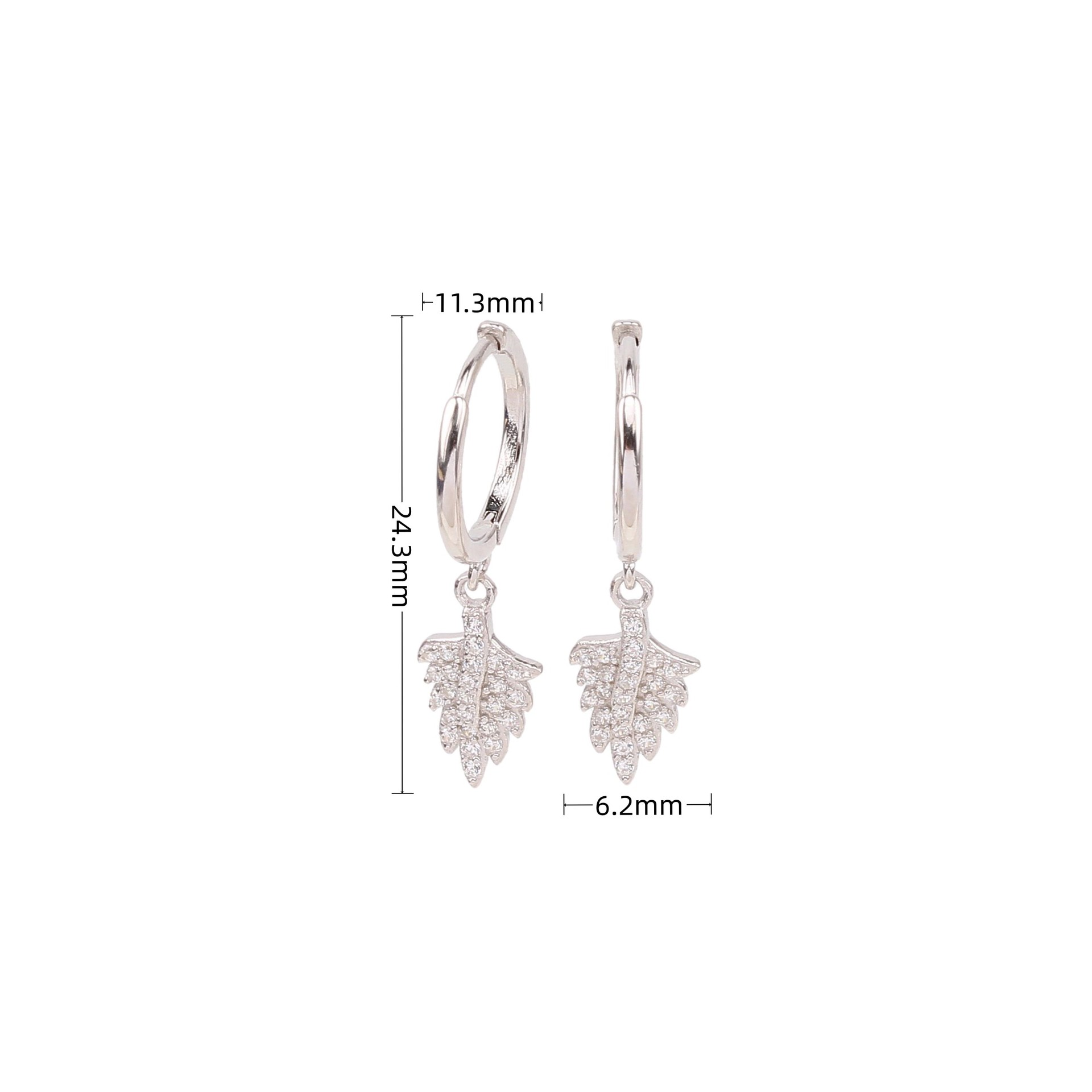 1 Pair Vintage Style Simple Style Leaf Solid Color Inlay Sterling Silver Zircon Drop Earrings display picture 4