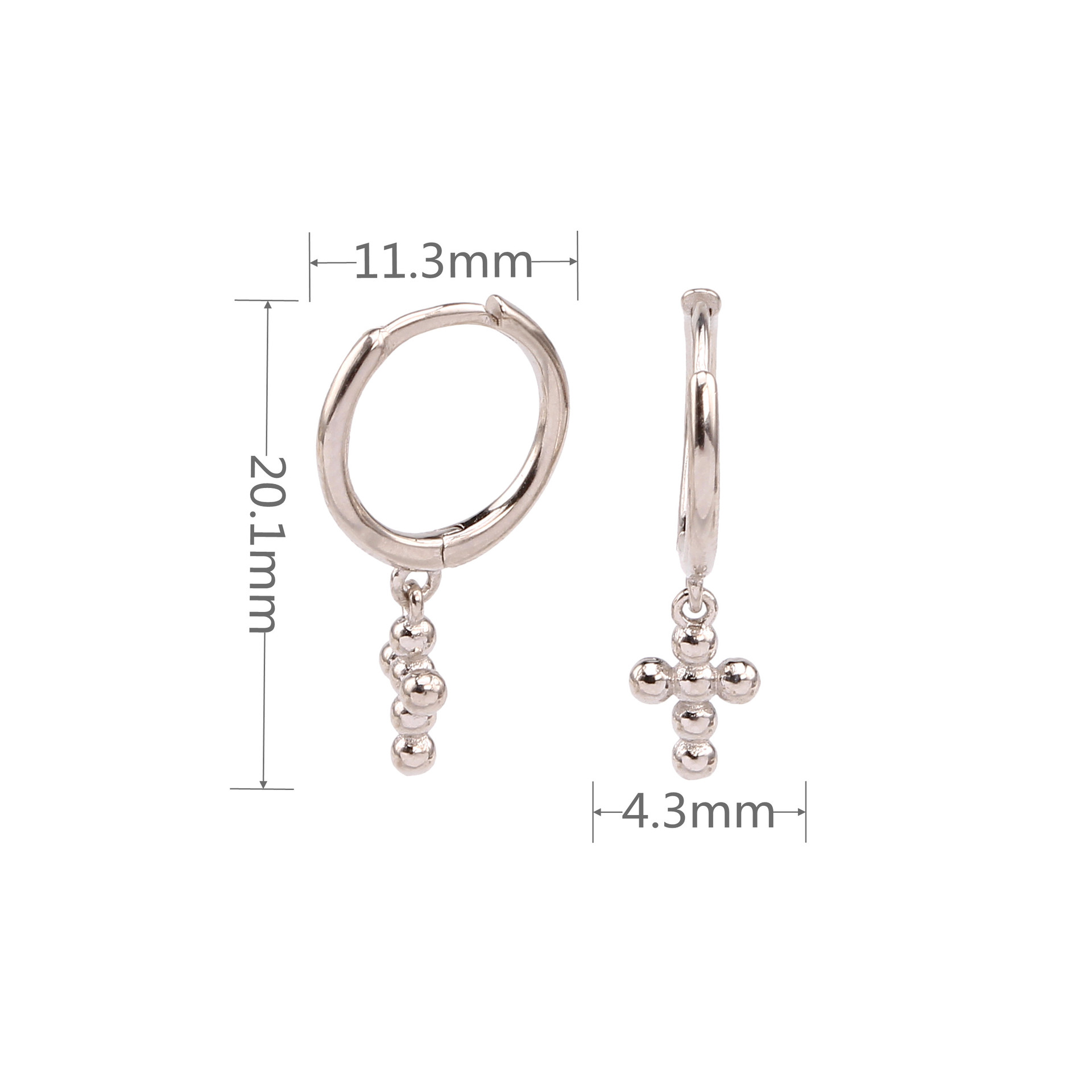 1 Pair Basic Cross Plating Sterling Silver Earrings display picture 3