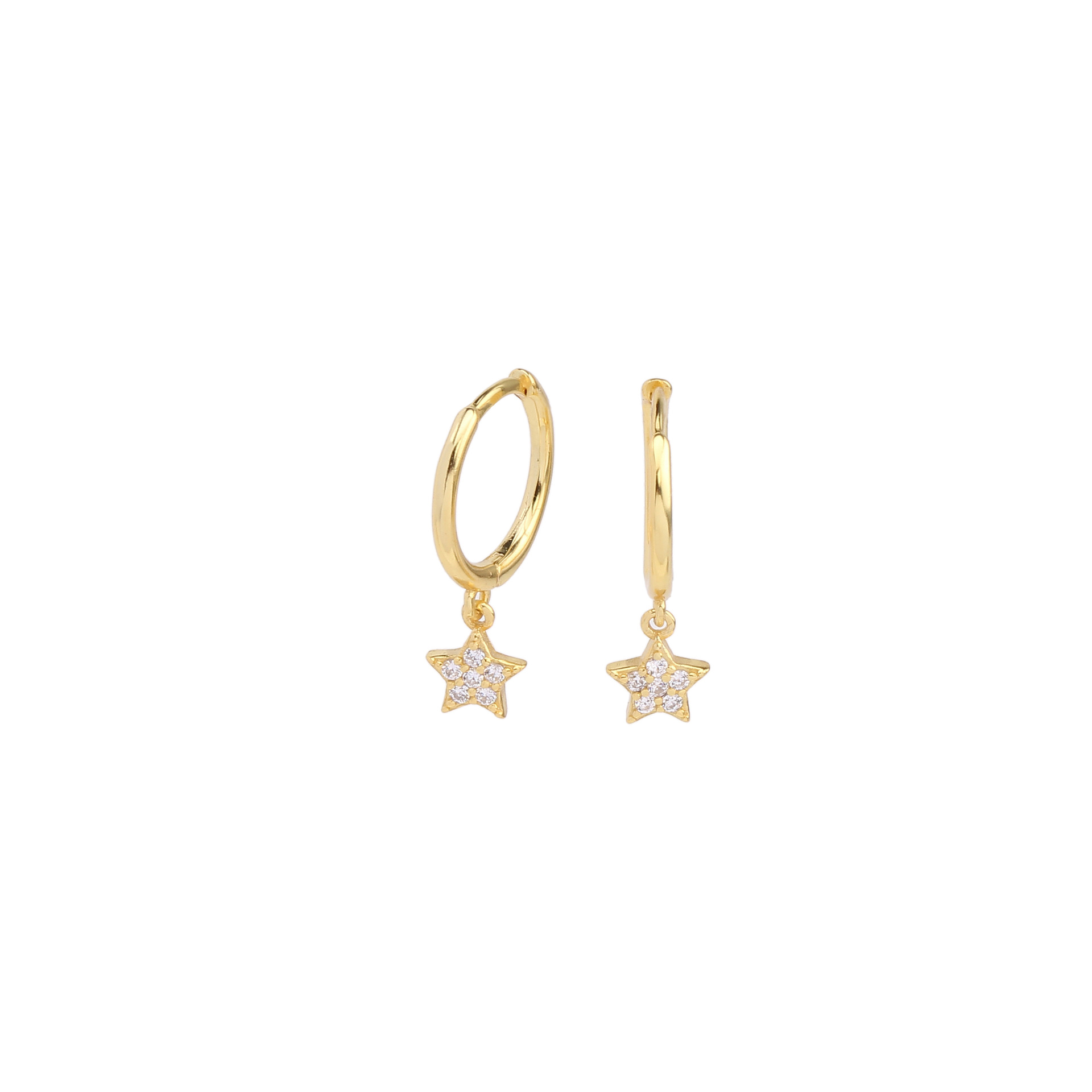 1 Pair Elegant Simple Style Star Solid Color Inlay Sterling Silver Zircon Drop Earrings display picture 1