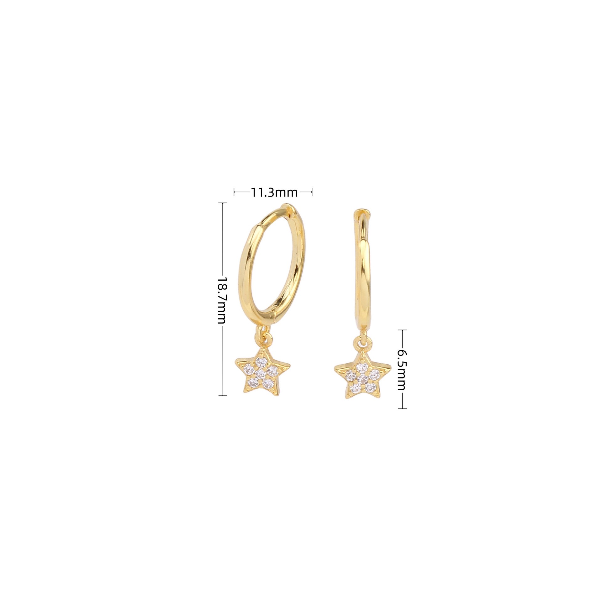 1 Pair Elegant Simple Style Star Solid Color Inlay Sterling Silver Zircon Drop Earrings display picture 2
