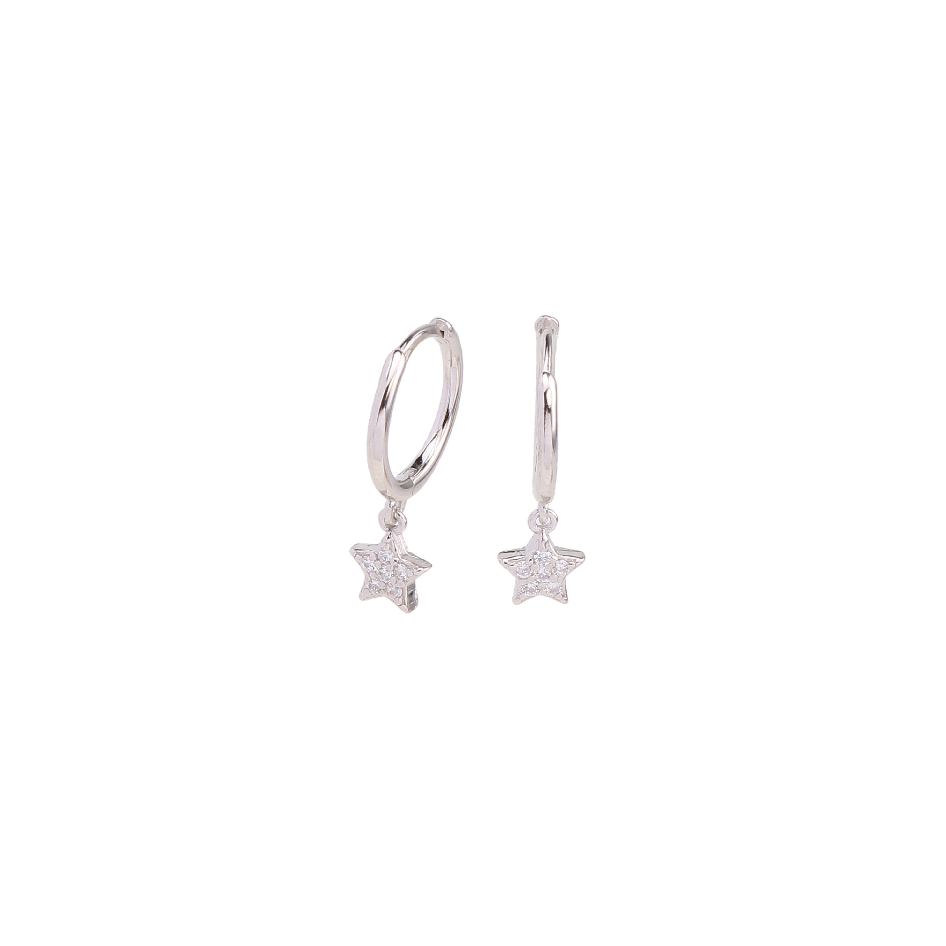 1 Pair Elegant Simple Style Star Solid Color Inlay Sterling Silver Zircon Drop Earrings display picture 3