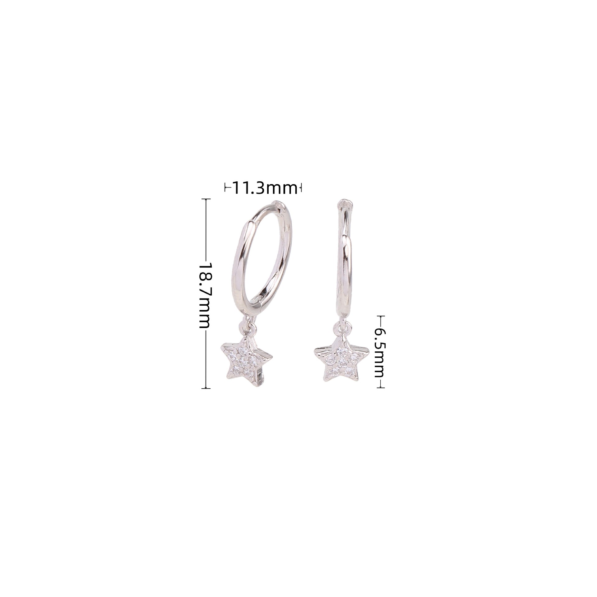 1 Pair Elegant Simple Style Star Solid Color Inlay Sterling Silver Zircon Drop Earrings display picture 4