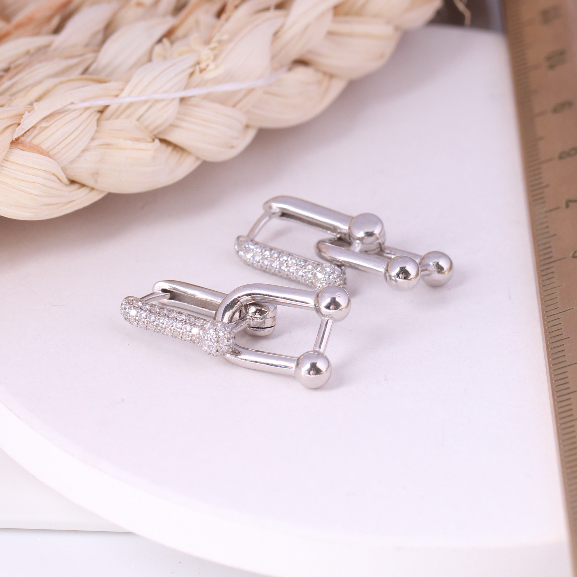 1 Pair Basic U Shape Inlay Sterling Silver Gem Earrings display picture 5