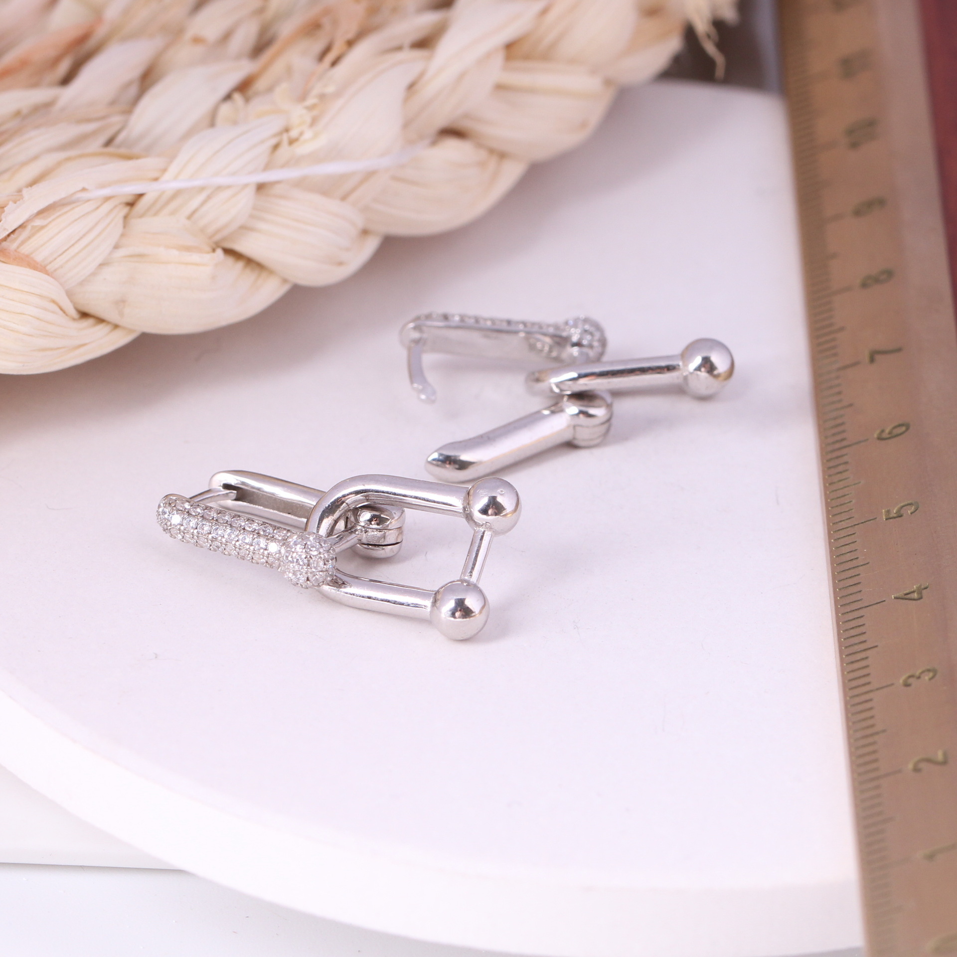 1 Pair Basic U Shape Inlay Sterling Silver Gem Earrings display picture 6