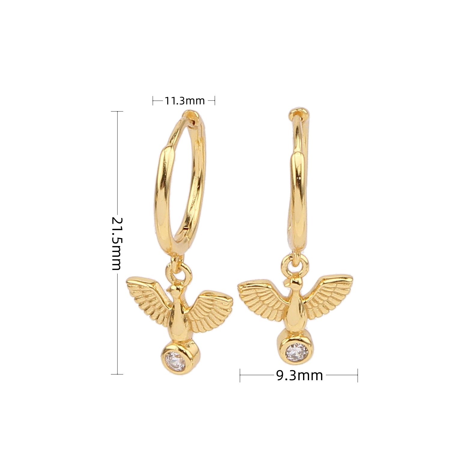 1 Pair Vintage Style Simple Style Bird Inlay Sterling Silver Zircon Drop Earrings display picture 1
